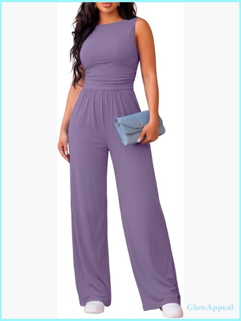 Sleeveless Crewneck Wide Leg Jumpsuit with Pockets